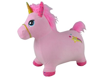 Skákací kůň růžový jednorožec, se zvukem koně