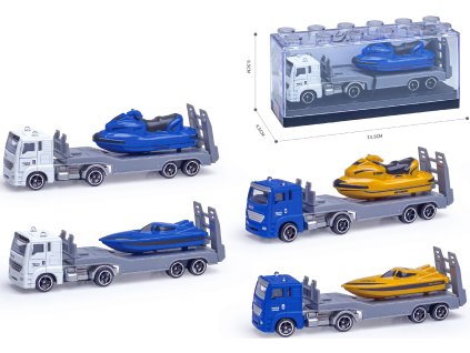 Kovový model kamionu s motorovým člunem 1:64 - více druhů