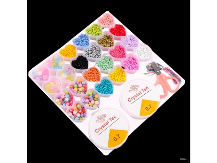 SADA Box 2 s korálky - 26 přihrádek ve tvaru srdíček