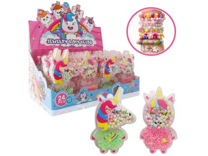 Kreativní sada - Navlékací korálky Jednorožec, 4 druhy