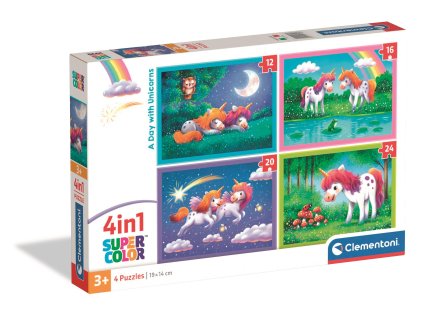 Clementoni - Puzzle 4v1 Den s jednorožci