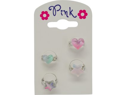 Sada dětských prstýnků Srdíčka a hvězdičky, 4 ks