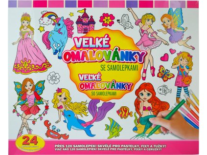 Velké omalovánky se samolepkami Víly a Princezny