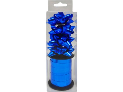 Sada dárkových mašlí, modrá, 4 ks a stuha 10 m