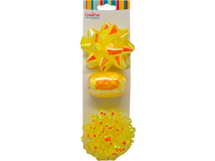 Dárková sada zlatá duhově lesklá, 3 ks (stuha 10 m + 2 mašle)