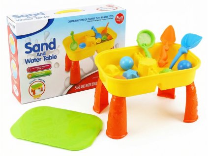 Dětský stoleček na písek a vodu s příslušenstvím 8 ks