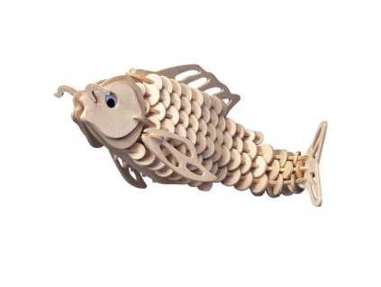Woodcraft Dřevěné 3D puzzle Kapr přírodní