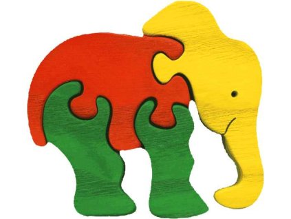 Fauna Dřevěné vkládací puzzle z masivu malý slon