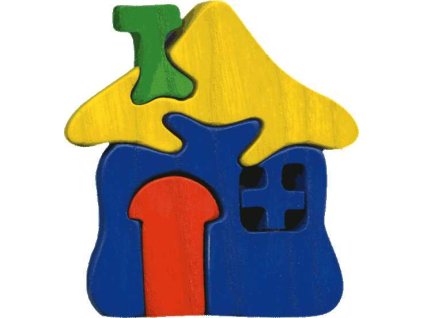 Fauna Dřevěné vkládací puzzle z masivu malý domeček