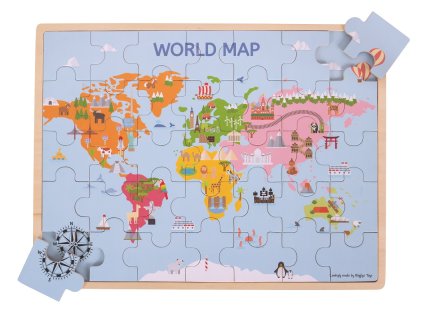 Bigjigs Toys Dřevěná puzzle mapa světa