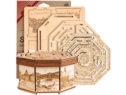 EscapeWelt 3D dřevěná skládačka hlavolamu Secret Maze Box