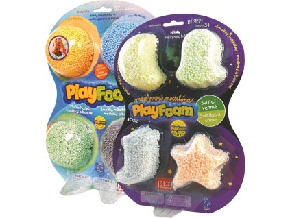 PlayFoam pěnová kuličková modelína set 8 barev svítí ve tmě fosforeskuje
