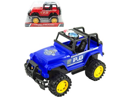 Auto terénní off-road policie 22cm velká kola na setrvačník 2 barvy plast