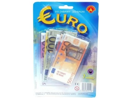 Peníze dětské papírové EURO bankovky set 119ks do hry na kartě