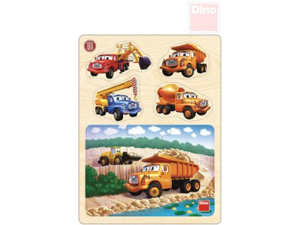 DINO DŘEVO Puzzle vkládací deskové 2v1 Tatra 13 dílků *DŘEVĚNÉ HRAČKY*