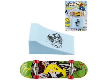 Skateboard prstový set s rampou různé druhy plast na kartě