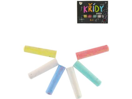 Křídy chodníkové barevné kulaté set 6ks v krabičce