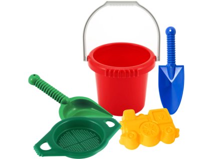 LORI 216 Pískový set kyblík se sítkem se 2 nástroji a formičkou na písek