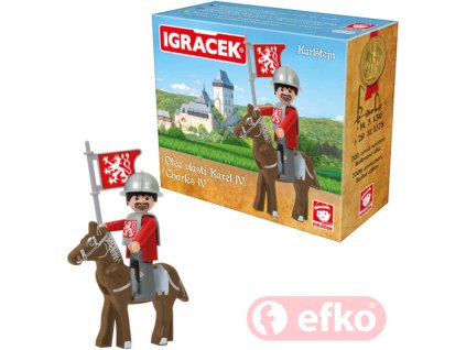 EFKO IGRÁČEK Karel IV. Karlštejn set s koněm a doplňky v krabičce STAVEBNICE