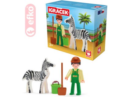 EFKO IGRÁČEK Ošetřovatel se zebrou a doplňky v krabičce STAVEBNICE