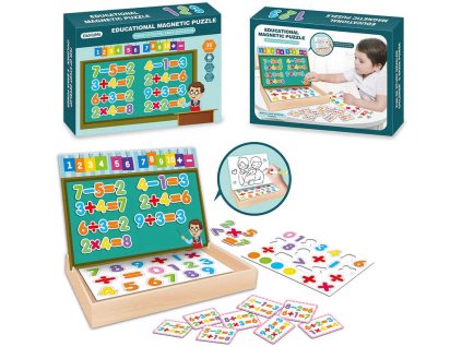 Puzzle edukační magnetické Číslice učíme se počítat v dřevěném boxu