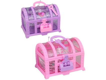 Sada krásy dětská bižuterie 5ks v truhlici na klíček 2 barvy plast