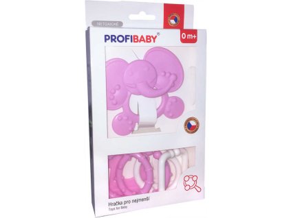 PROFIBABY Baby chrastítko slon s tvary pro miminko v krabici