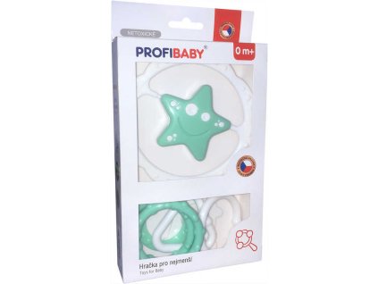 PROFIBABY Baby chrastítko hvězdička s tvary pro miminko v krabici