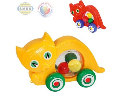 SMĚR Kočka baby na kolečkách s míčky 2 barvy PLAST