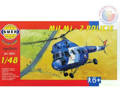 SMĚR Model helikoptéra Vrtulník Mi 2 Policie 1:48 (stavebnice vrtulníku)