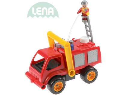 LENA Auto hasičské plastové 29cm aktivní hasiči stříkací vodu set s panáčkem 415