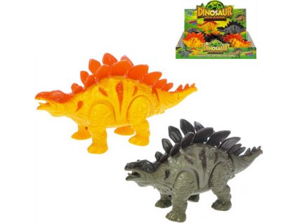 Stegosaurus 21cm chodící ještěr dino na baterie Světlo Zvuk 2 barvy plast