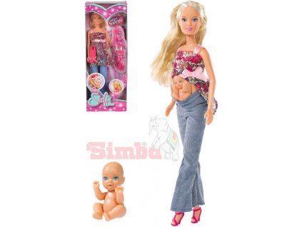 SIMBA Steffi těhotná panenka set s miminkem v bříšku a doplňky