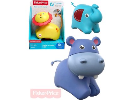 FISHER PRICE Baby zvířátko pojízdné chrastící pro miminko 3 druhy plast