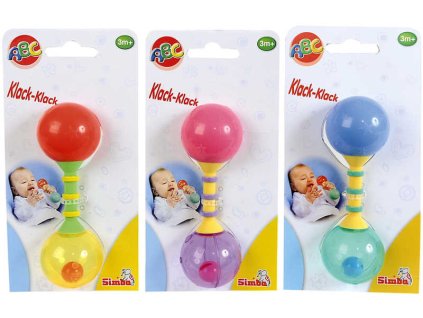 SIMBA Chrastítko baby činka pro miminko plast 3 barvy na kartě