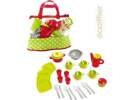 ECOIFFIER Dětská sada nádobí set kuchyňský čajový servis v igelitové tašce