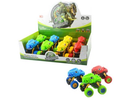 Auto off-road terénní Dino s očima velká kola na setrvačník 4 barvy plast