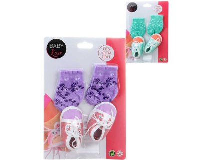 Baby Rose set ponožky a botičky 1 pár pro panenku miminko 40cm 2 druhy
