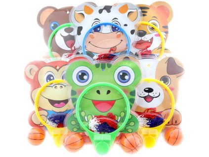 Koš basketbalový se zvířátkem trikolora set se 2 míči různé druhy