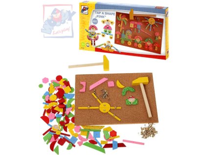 WOODY DŘEVO Deska s přibíjecími tvary růžová