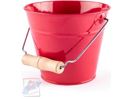 WOODY Kyblík dětský zahradní červený kov 15cm dřevěná rukojeť