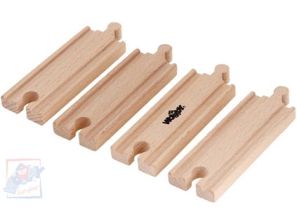 WOODY DŘEVO Kolej rovná krátká set 4ks příslušenství k vláčkodráze