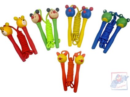 WOODY DŘEVO Švihadlo s hlavičkou zvířátka 5 druhů