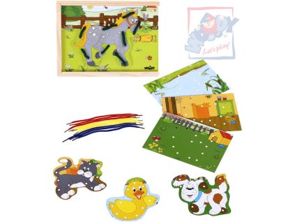 WOODY DŘEVO Krabička Prošívací Zvířátka *DŘEVĚNÉ HRAČKY*