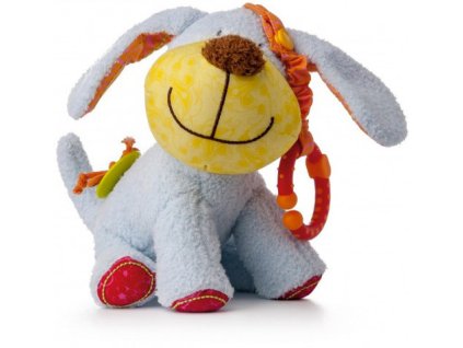 NINY PLYŠ Baby pejsek Ipo 21cm mazlící chrastítko s klipem pro miminko