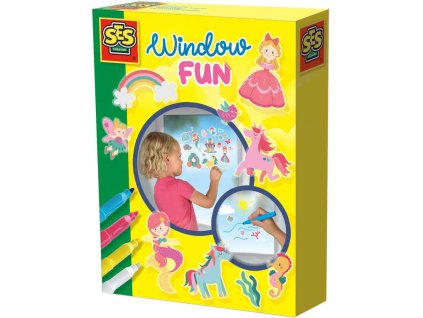 SES CREATIVE Kreativní set nálepky okenní dekorace princezny + 4 fixy na sklo