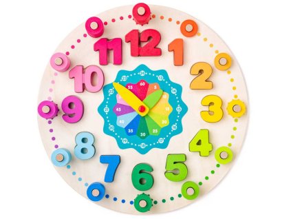 WOODY DŘEVO Hodiny didaktické 31cm s počítáním *DŘEVĚNÉ HRAČKY*