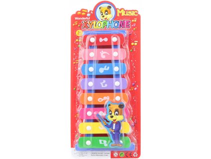 Xylofon dětský 27cm 8 kláves na kartě kov *HUDEBNÍ NÁSTROJE*