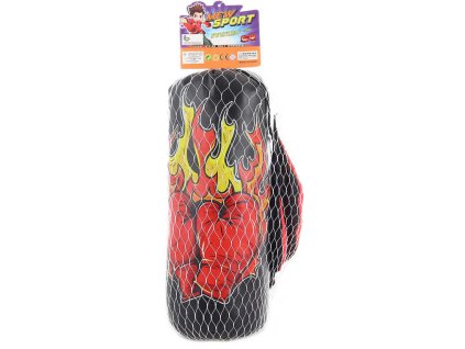 Boxovací pytel dětský černý s obrázkem 32cm set s boxerskými rukavicemi
