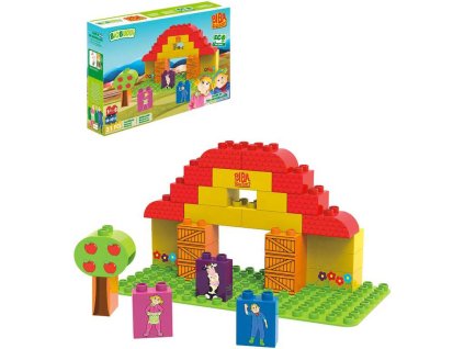 BiOBUDDi Stavebnice BIBA Boerderij farma 31 dílků s nálepkami